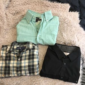 LOT of 3 Casual  bottom Down Long Sleeve Shirt